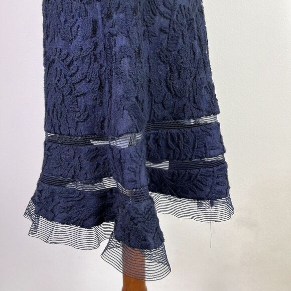 Adrianna Papell Fit and Flare Lace Dress Size 6P Blue Navy Cap Sleeve Formal - Picture 6 of 16